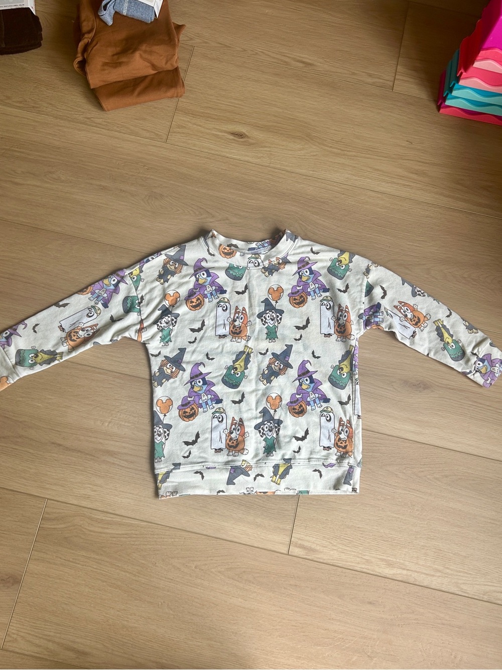 Kids Halloween Character Long-Sleeve Top - White with Multicolor Print